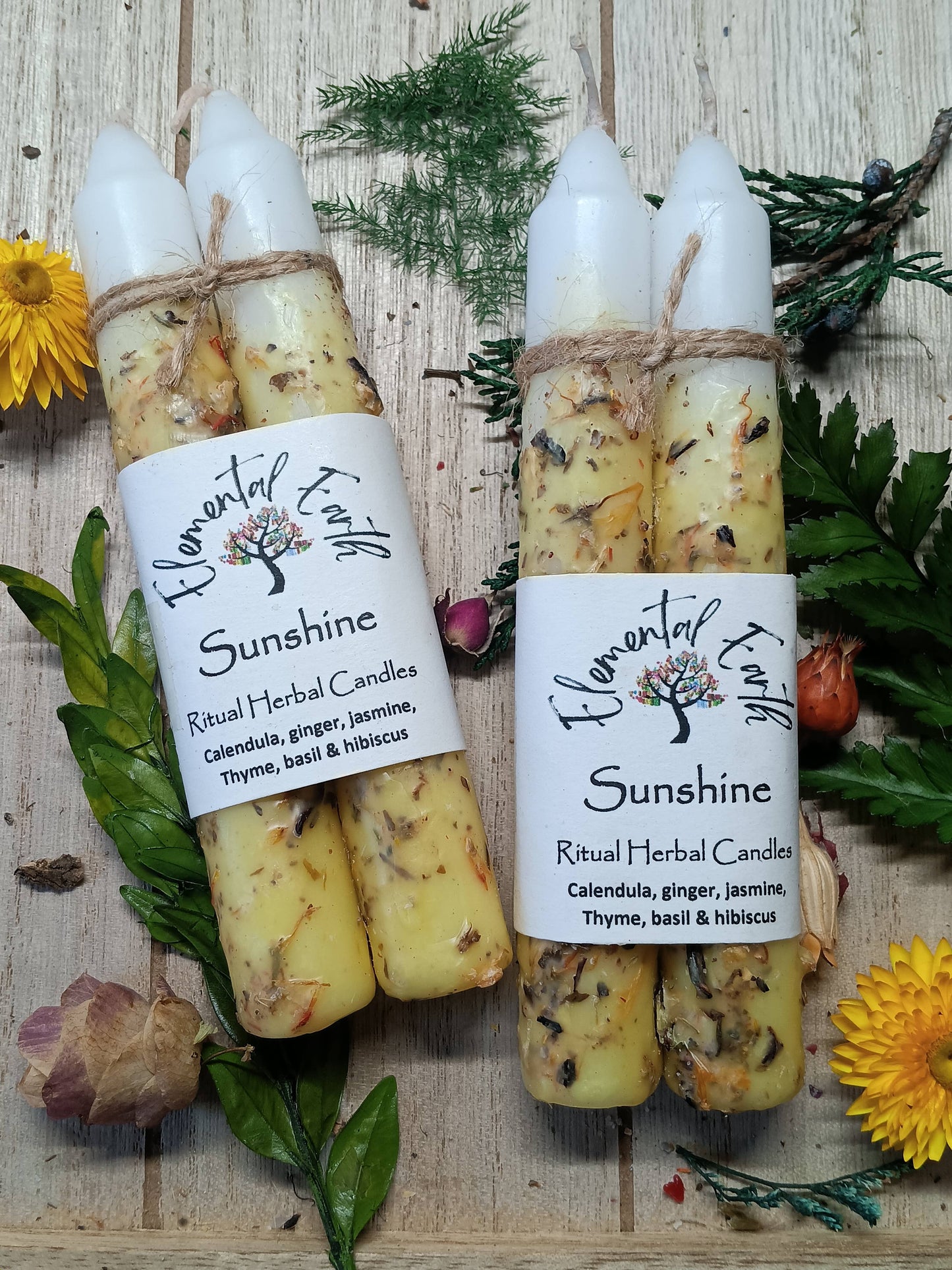 Sunshine Herbal Intention 6 inch Candles