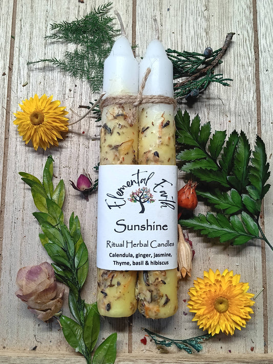 Sunshine Herbal Intention 6 inch Candles